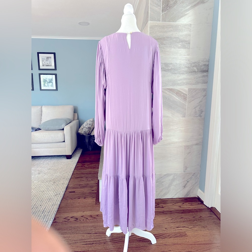 Anthropologie brand Dolan Long-Sleeve Tiered Maxi Dress, Lilac, Size Small - Picture 7 of 14